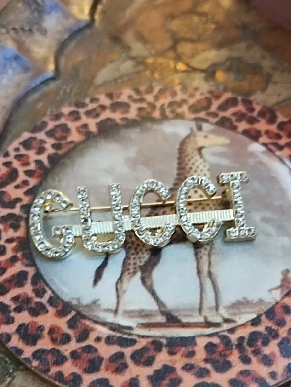 Gold Tone Script Logo Pin - Picture 3 of 3